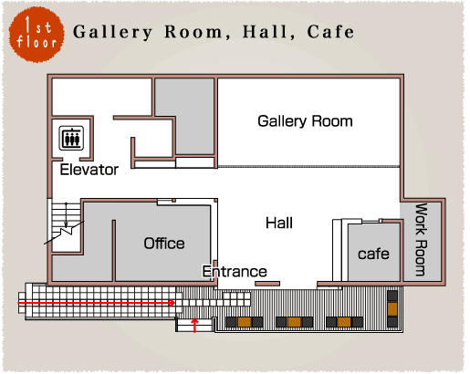 Map: Gallery Room, Hall, Cafe